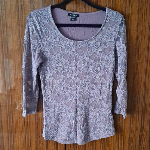 Amisu damen shirt lila - damen, spitze