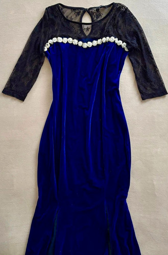 Blau schwarz damen abendkleid - blau/schwarz,