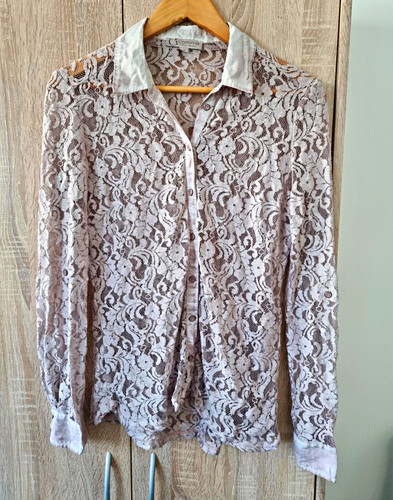 Comma spitzenbluse rosa beige - rosa,