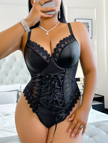 Sexy plus size body wetlook - plus,
