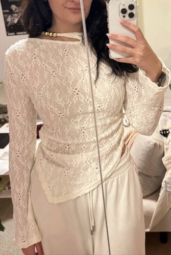 Elegante weiße spitzenbluse - elegante,
