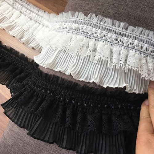 Spitze chiffon plissiert - spitze,