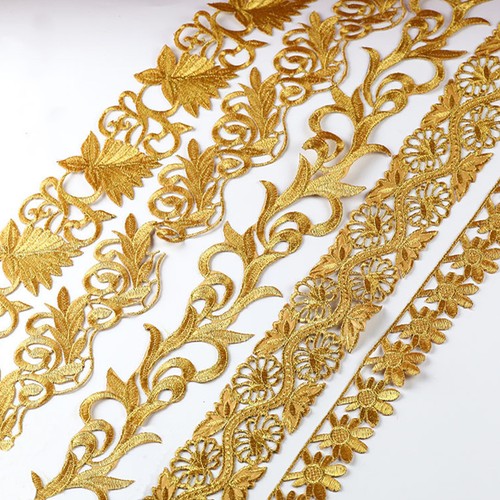 Gold silber band bestickt - silber,